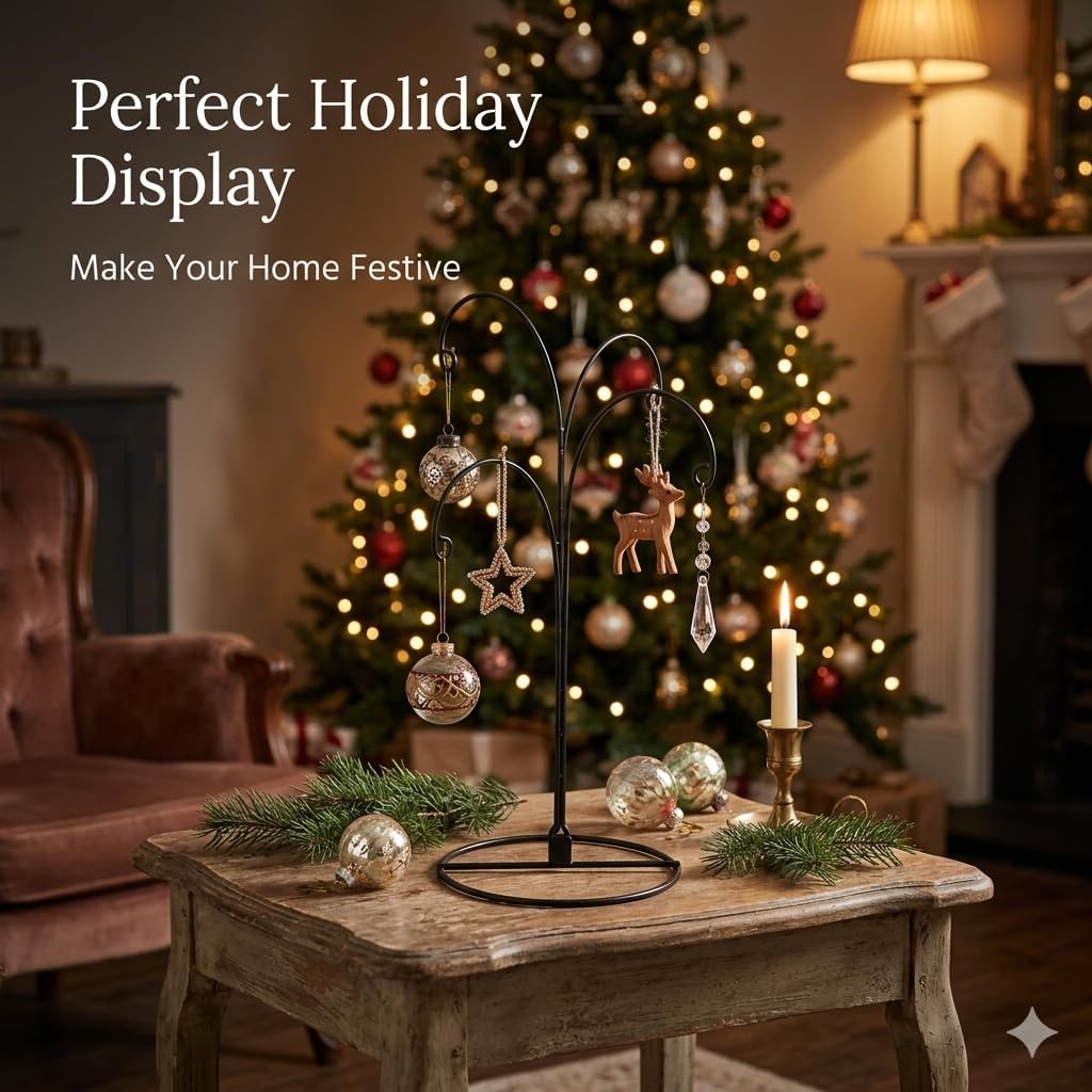 HOHIYA Weihnachtsdekoration Ständer Hängehaken für Hunde Katzen Glaskugel schwarz, Schwarz