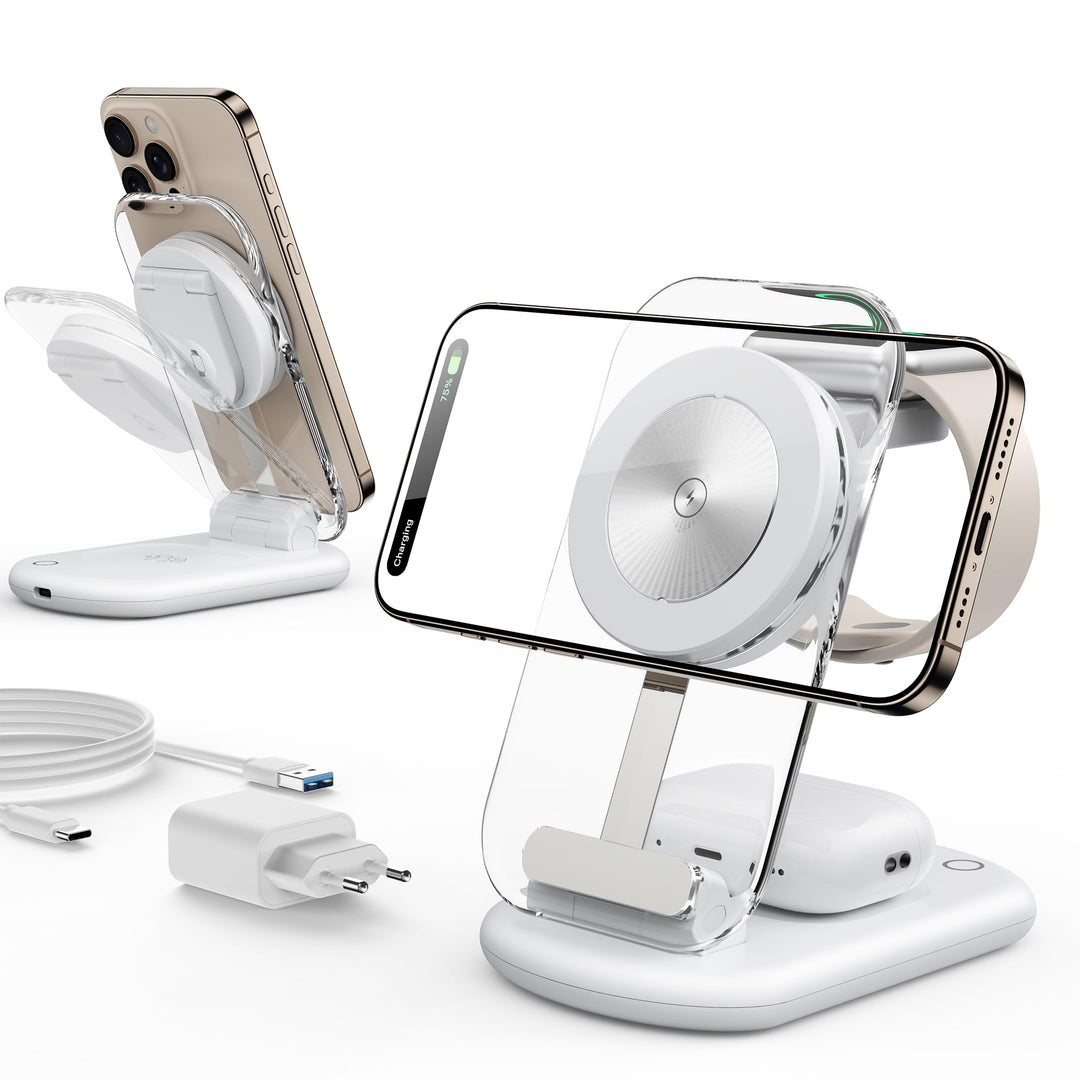 Mukiya Induktive Ladestation Kompatibel mit Ladestation Apple Watch und iPhone, 3 in 1 Magnetisches