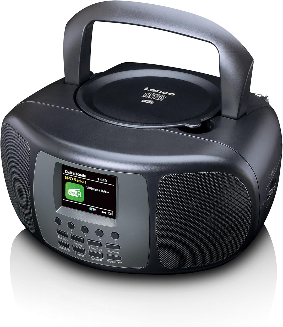 Lenco SCD-860 - tragbares CD-Radio - DAB+ und FM Radio - Bluetooth - Toploader CD-Player - 2,4 TFT D