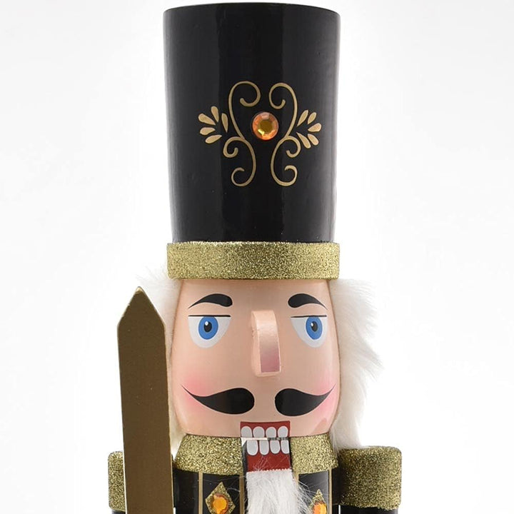 BAKAJI Riesiger hölzerner Nussknacker Soldat Weihnachtsnussknacker Höhe 106 cm Gemalte Kleider Bart