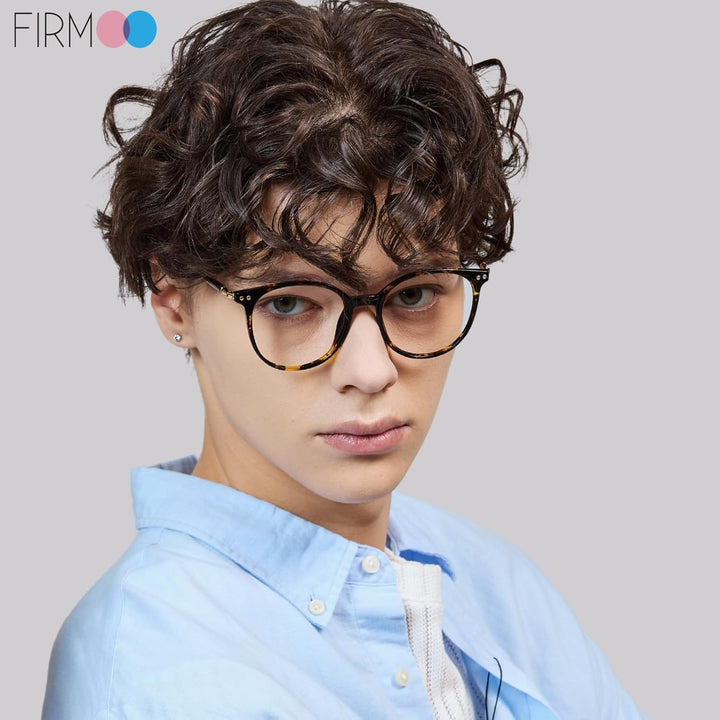 Firmoo Blaulichtfilter Brille ohne Sehstärke für Damen Herren Runde Computerbrille gegen Kopfschmerz