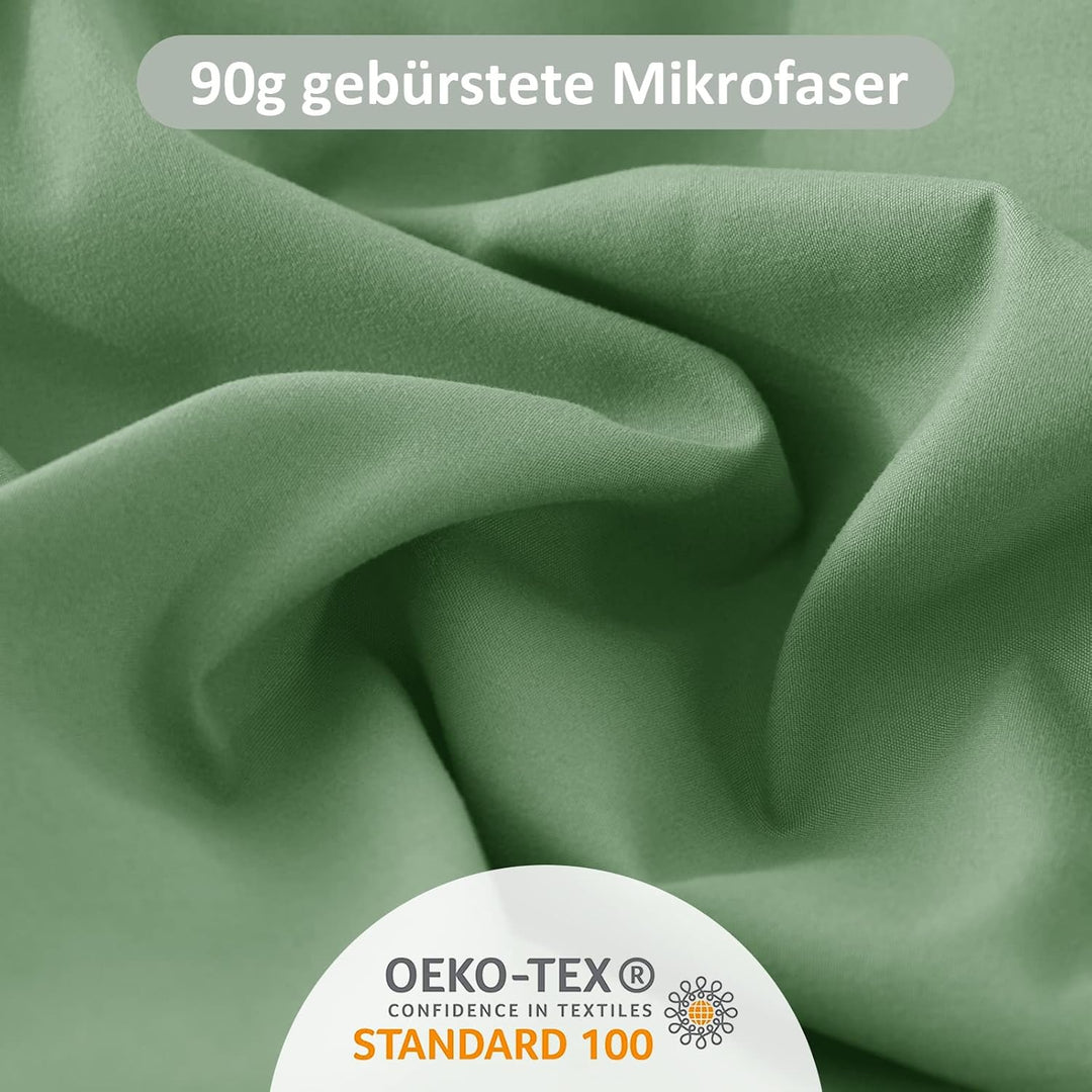 REDKEY Bettwäsche 200x220 3-teilig Rasen grün - Mikrofaser Bettwäsche-Set mit Reissverschluss, 200 x
