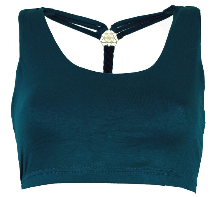 GURU SHOP Goa Psytrance Bikini Top, Boho Top, Pixi Yoga Top, Damen 75A Petrol, 75A Petrol