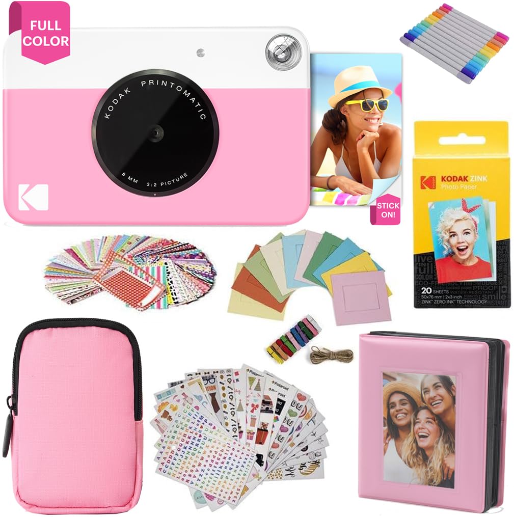 KODAK Printomatic Vollfarb-Sofortdruckkamera-Geschenkpaket + Softcase + Zink 2x3 Zoll selbstklebende