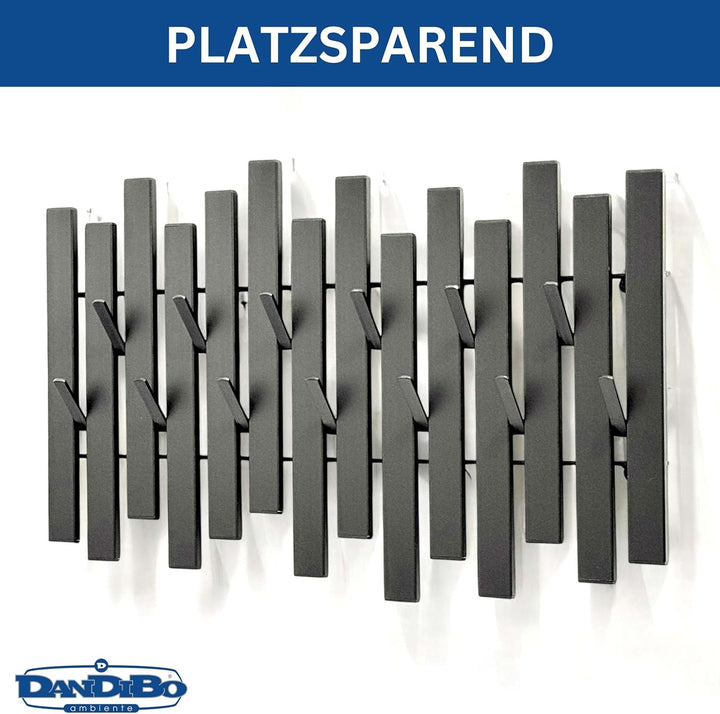 DanDiBo Wandgarderobe Schwarz Metall Modern 96637 Garderobe Wand mit Haken Garderobenleiste Hakenlei