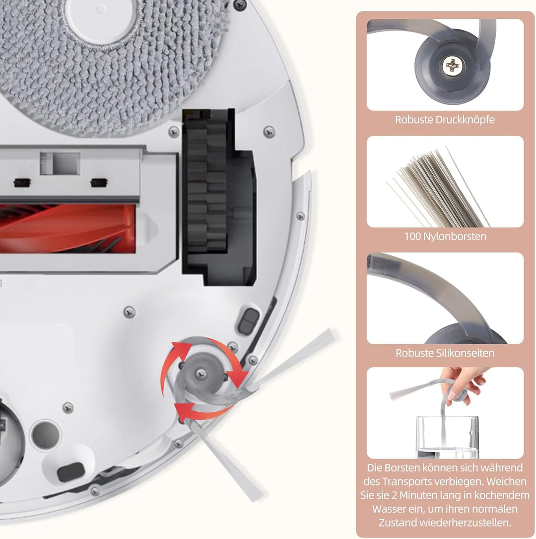 28 Stück Zubehörset für Roborock Qrevo Curv/Qrevo Edge Staubsauger Roboter, Ersatzubehör 4 Hauptbürs