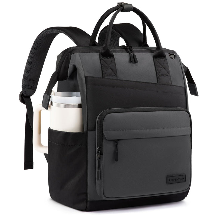 LOVEVOOK Rucksack Damen, 15,6 Zoll Laptop Schulrucksack Teenager Mit Grossem Fach für Trinkflasche,T