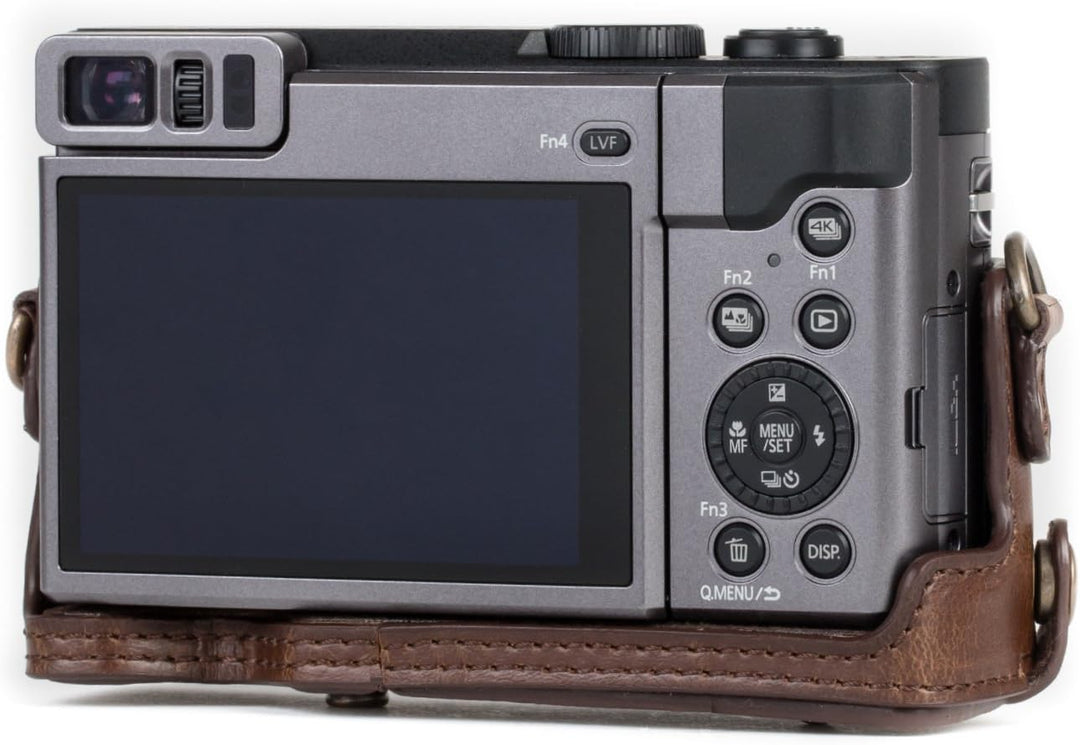 MegaGear MG1259 Panasonic Lumix DC-TZ95, DC-TZ90 Ever Ready Leder Kamera-Case mit Trageriemen - Dunk