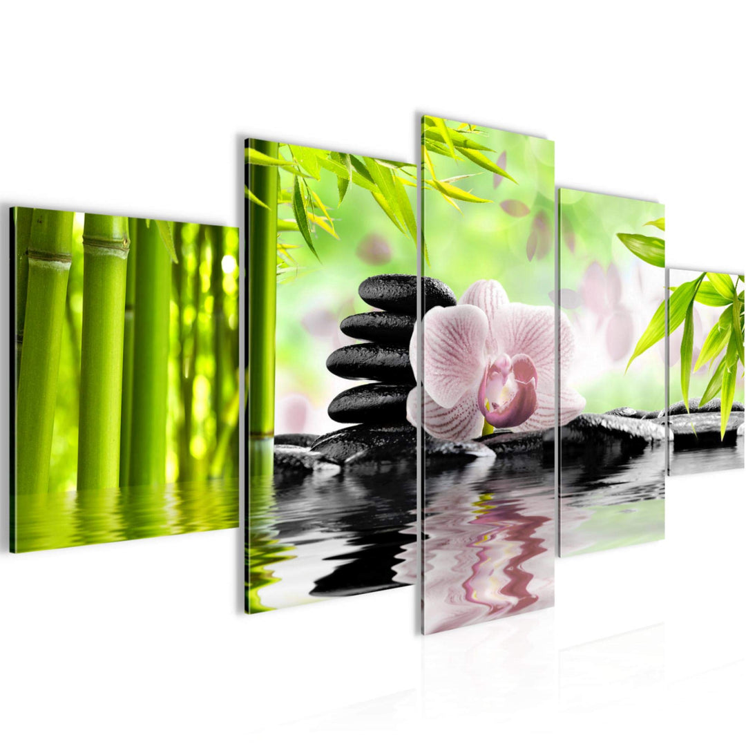 Runa Art Wandbilder Orchidee Feng Shui 5 Teilig Bild auf Vlies Leinwand Deko Wohnzimmer Schlafzimmer