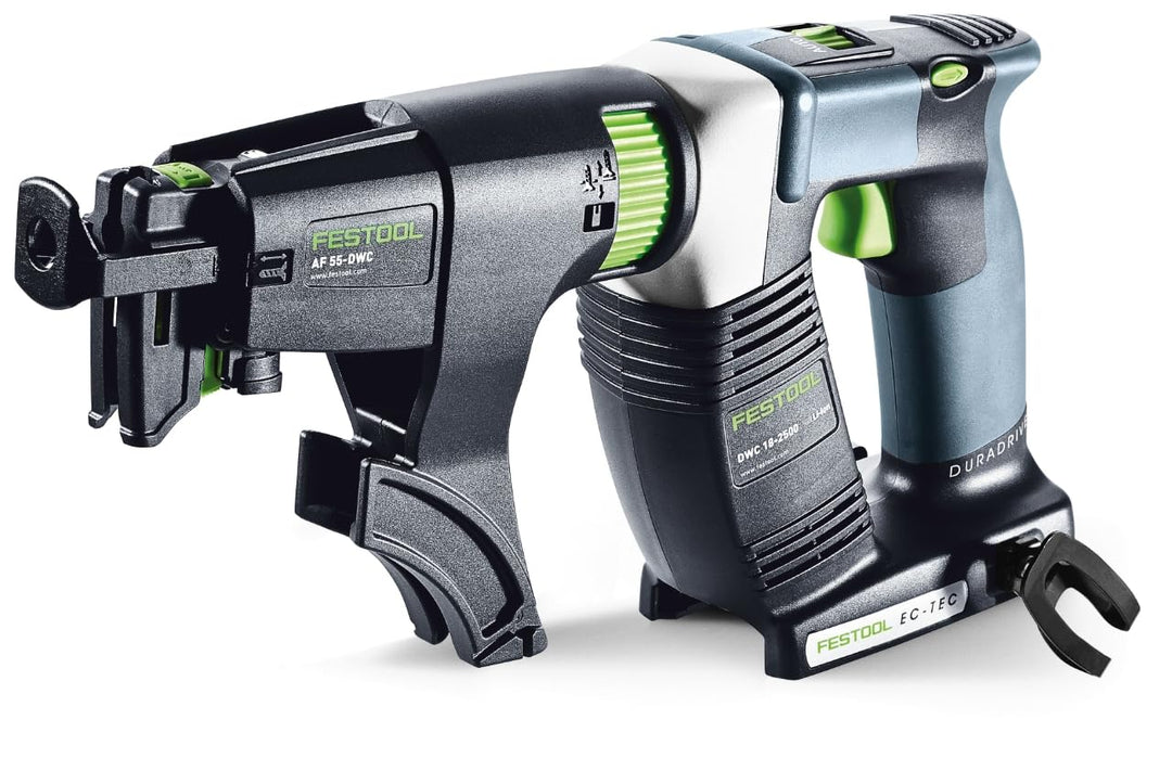 Festool Akku-Bauschrauber DWC 18-2500 Basic DURADRIVE (mit Magazinvorsatz, Tiefenanschlag, Gerüsthak