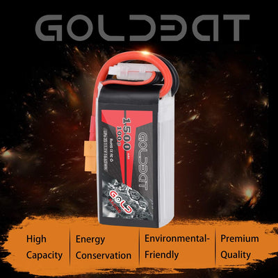 GOLDBAT 3S 11,1V 1500mAh 100C LiPo Wiederaufladbare Batterie mit XT60 Stecker für RC Auto, Skylark m