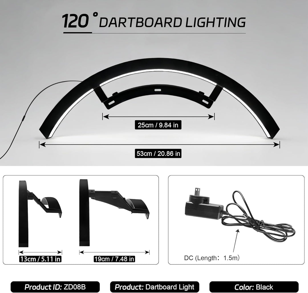 CyeeLife Dartscheiben LED Beleuchtungssystem für Steel und Soft Dartscheibe,2-teilig