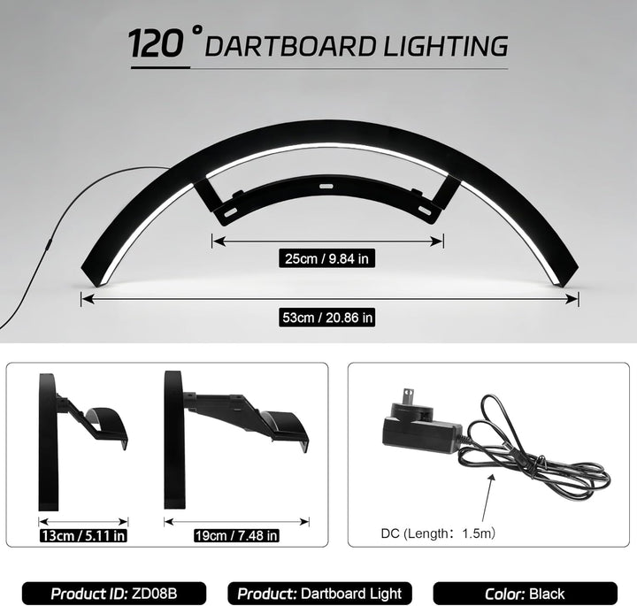 CyeeLife Dartscheiben LED Beleuchtungssystem für Steel und Soft Dartscheibe,2-teilig