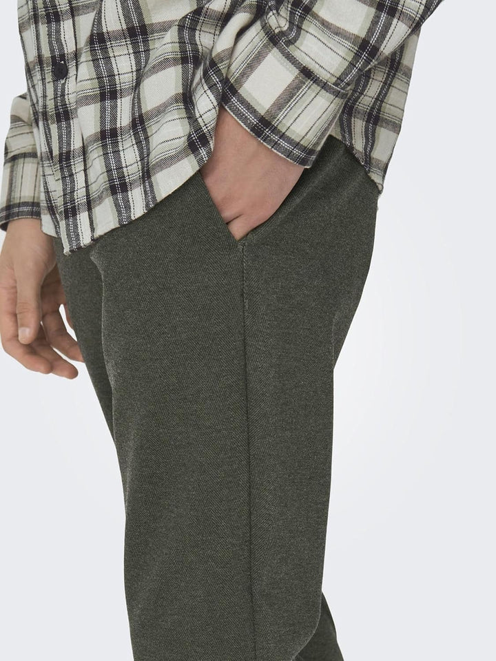 ONLY & SONS Herren Chino Hose ONSMARK 2911 - Slim Fit - Schwarz W28-W38 Stretch 30W / 34L Olive Nigh