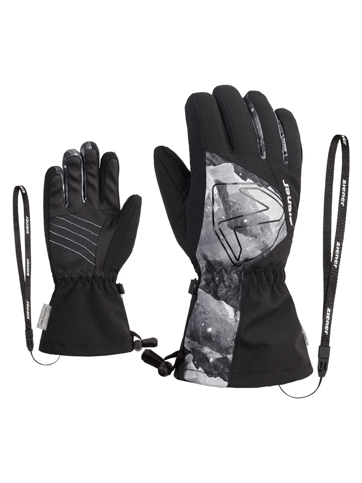 Ziener Kinder Laval Ski-Handschuhe/Wintersport | wasserdicht, extra warm, Wolle 3.5 black.grey mount