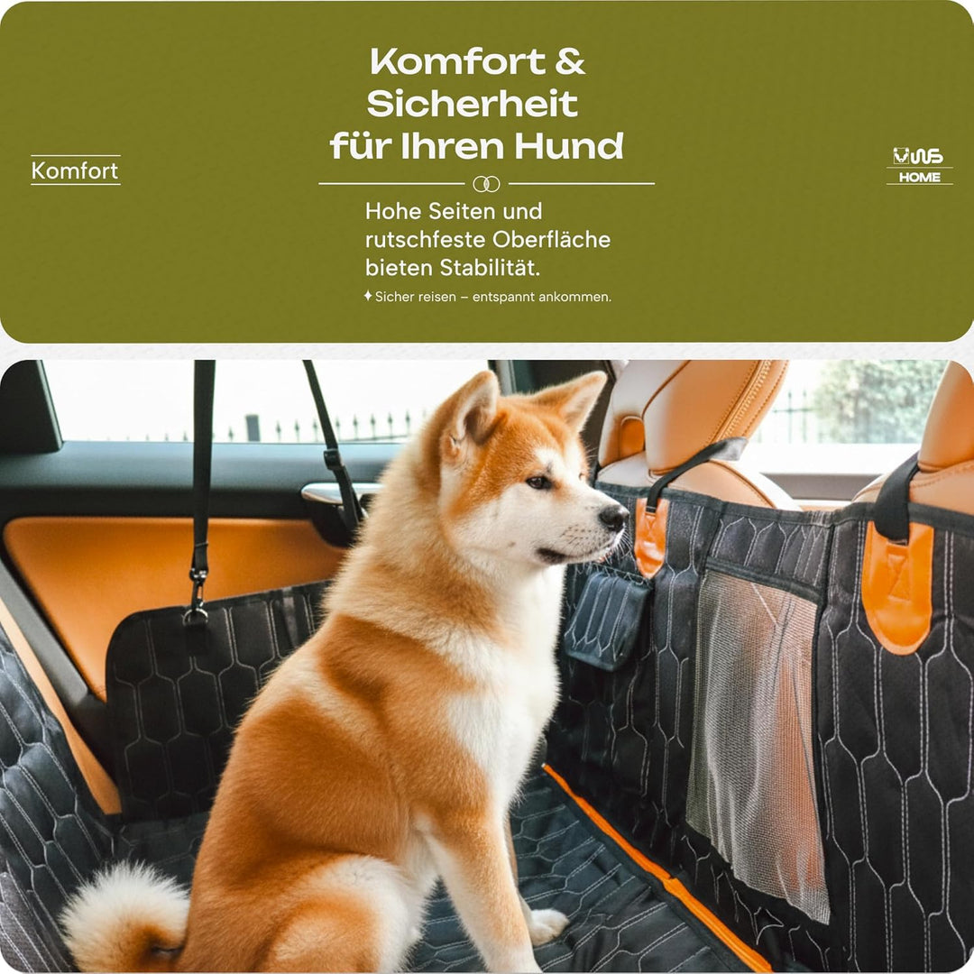 Hundedecke Auto 4-in-1 – Rückbank-, Hängematten-, Teil- & Vordersitz-Schutz, 132×145 cm – 600D Oxfor