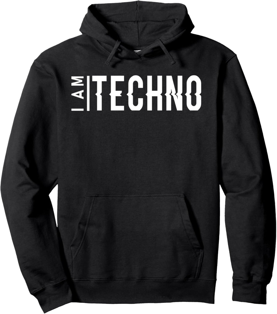 I am techno (weiss) - Techno Rave Festival Underground Techno Pullover Hoodie