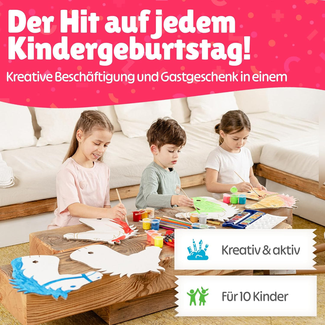 Steckenpferde Set aus Pappe | 10 Stück zum Bemalen und Spielen | Pferde Bastelset zum Zusammenstecke