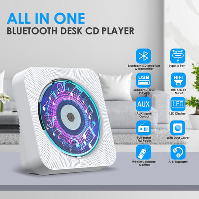 Gueray CD Player Radio mit CD Player Bluetooth Dualmodus mit Lautsprecher Fernbedienung Staubschutz