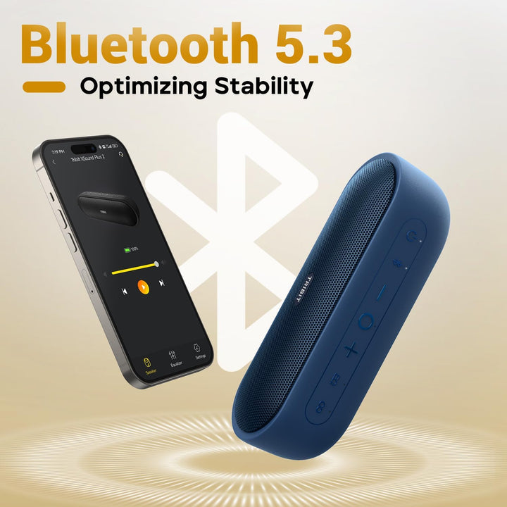 Tribit tragbarer Bluetooth-Lautsprecher XSound Plus 2, drahtloser Lautsprecher 30W mit XBass, IPX7,