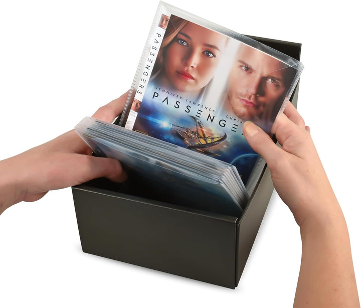 3L Blu-Ray Hüllen für Blu Ray Aufbewahrung – Hülle hat Platz für Cover inkl. praktischer Verschlussk