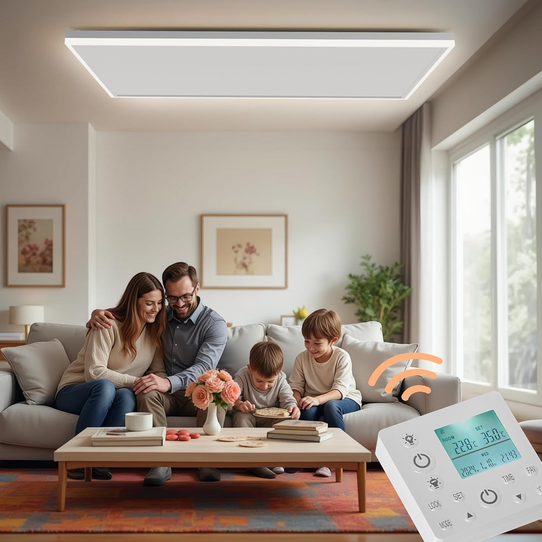 Wiltec Infrarot Deckenheizung 370 W, Infrarotheizung Deckenmontage mit LED-Beleuchtung 65,5 x 63 x 3