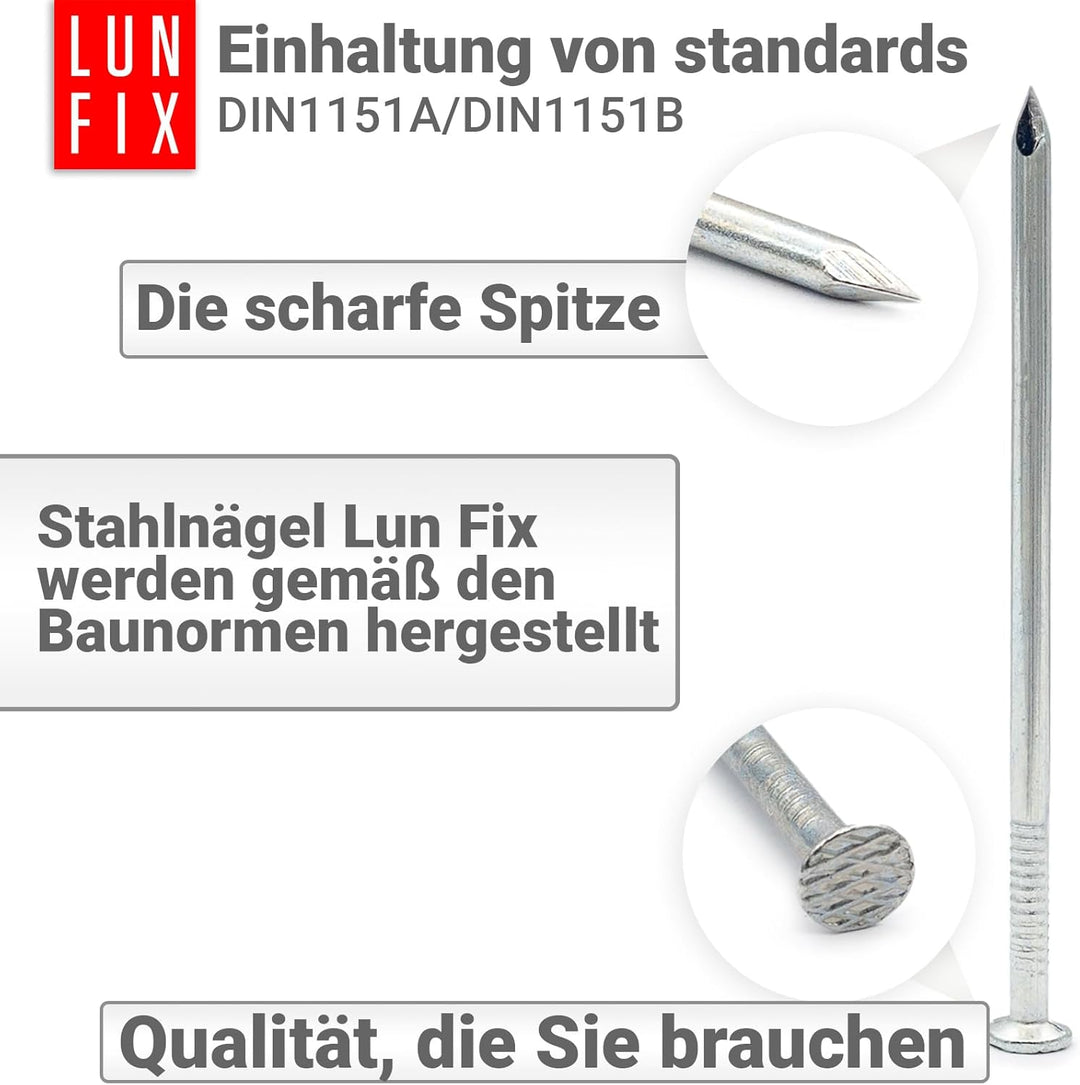Stahlnägel 4,6 x 125 mm - 5kg (ca. 400 stk.) Holznägel für Bauarbeiten Verzinkte Baunägel Nägel 125m