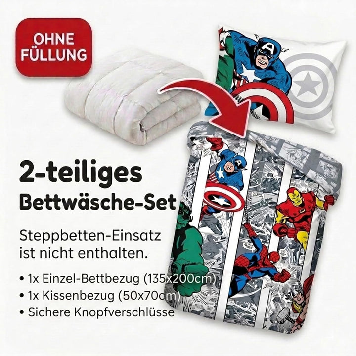 Jay Franco Marvel Comics Comic Cool 100% Baumwolle Kinderbettwäsche-Set 135x200 cm Einzelbettgrösse