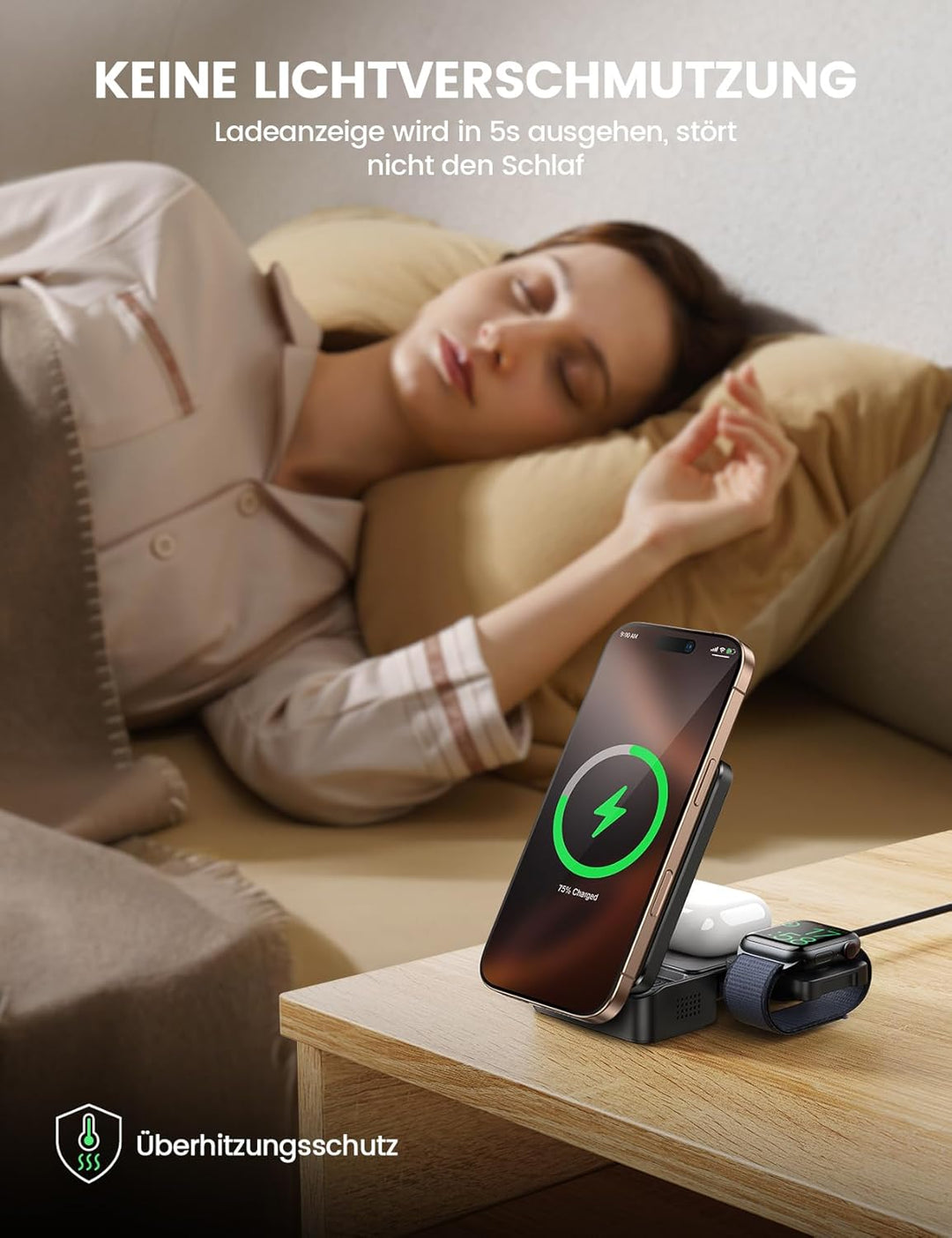 Lamicall 3 IN 1 Ladestation für MagSafe Ladegerät - [Faltbar &amp; Tragbar] Kabellose induktive Ladestat