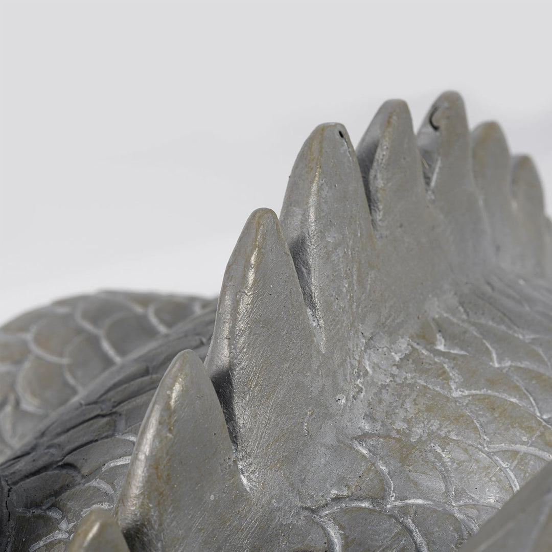 Wasserspeier Figur Drache Grisu aus Kunststein - (L x B x H): ca. 400 x 215 x 200 mm - Schlauchansch