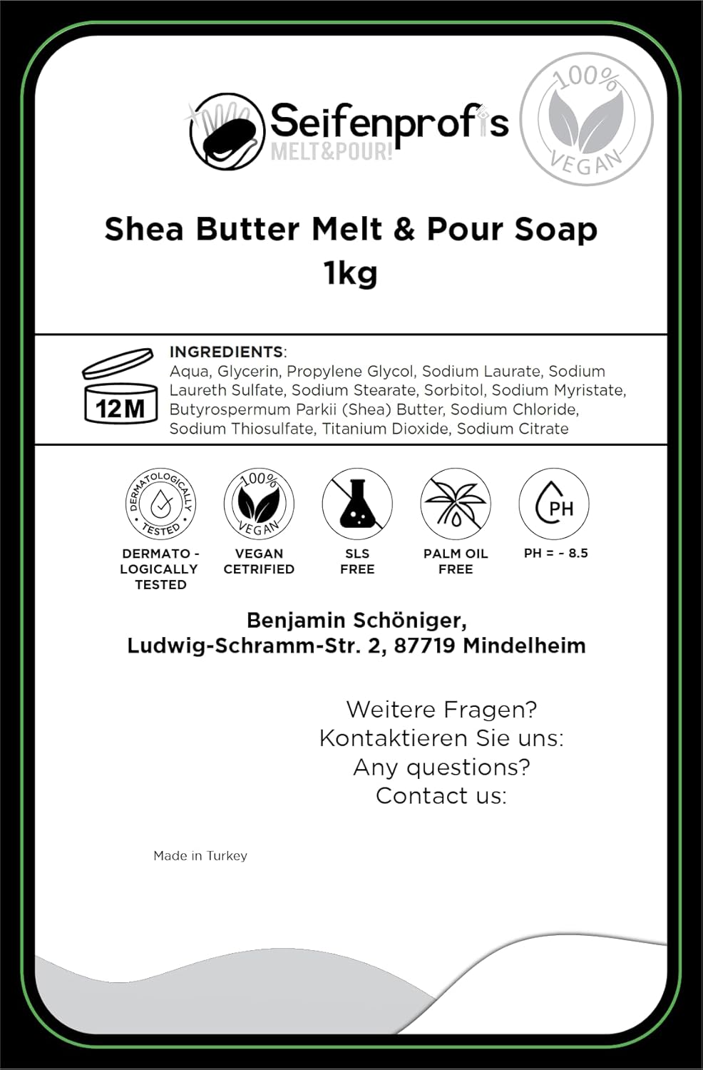 Bio Sheabutter - Glycerinseife, Rohseife, Seifenbasis zum Seifengiessen, 100% Vegan (SLS-Frei) (2kg