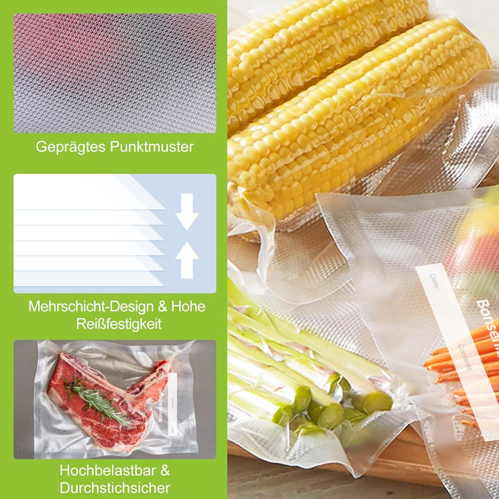 Bonsenkitchen Vakuumierbeutel 150 Beutel - 15x25 cm (50)+20x30 cm (50)+ 28x40 cm (50), für jede Grös