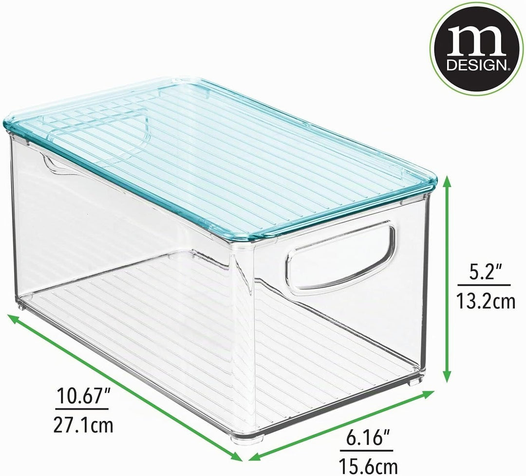 mDesign 4er-Set Kinderzimmer Organizer mit Deckel – Sortierbox mit praktischen Griffen – Kunststoffb