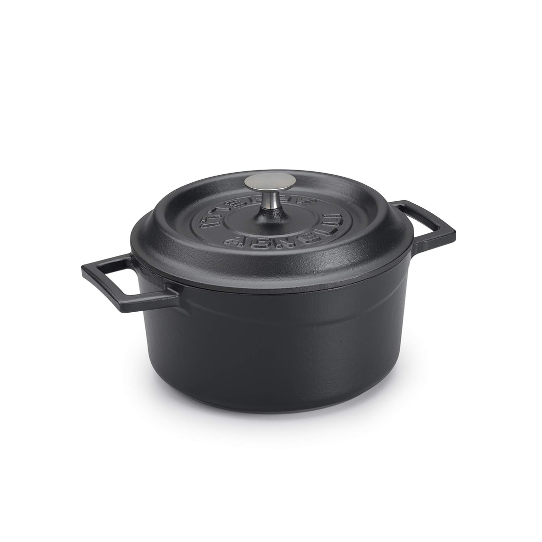 Pentole Agnelli COGHSRP10420M Topf mit Griffen und Deckel, Gusseisen, Mattschwarz, 2,6 l 2.6 litri M