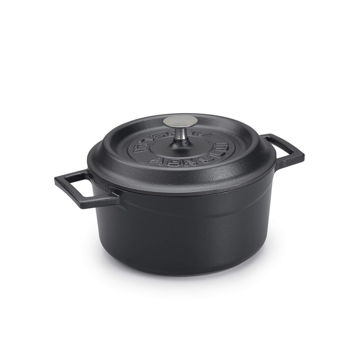 Pentole Agnelli COGHSRP10420M Topf mit Griffen und Deckel, Gusseisen, Mattschwarz, 2,6 l 2.6 litri M