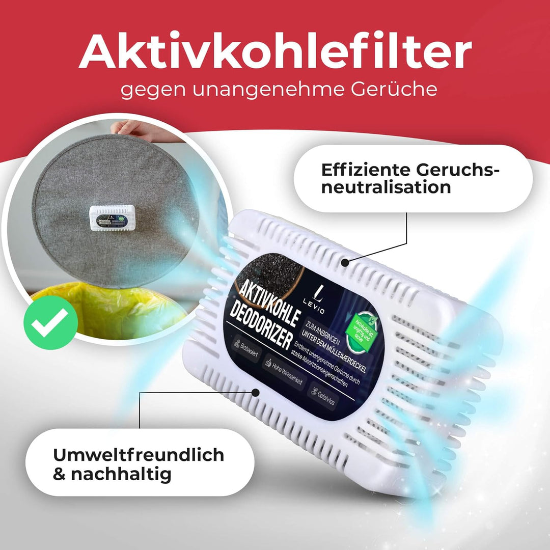 Levio® Gelber Sack Ständer mit Deckel – Müllsackhalter & Müllsackständer [80L mit Geruchsfilter] – M