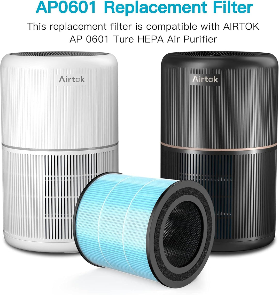 AIRTOK HEPA Luftfilter von Schimmel Staub Pollen Gerüche Haustierschuppen, 99,97% Entfernung bis 0,1
