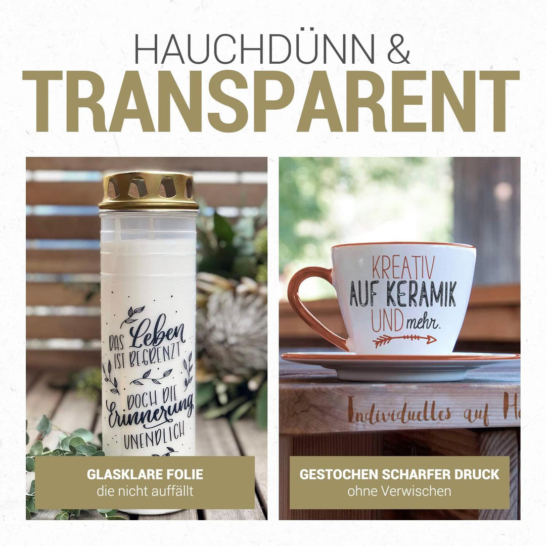 SKULLPAPER® Wasserschiebefolie TRANSPARENT für Laserdrucker - hauchdünn DIY Decal Abziehbild - Nasss