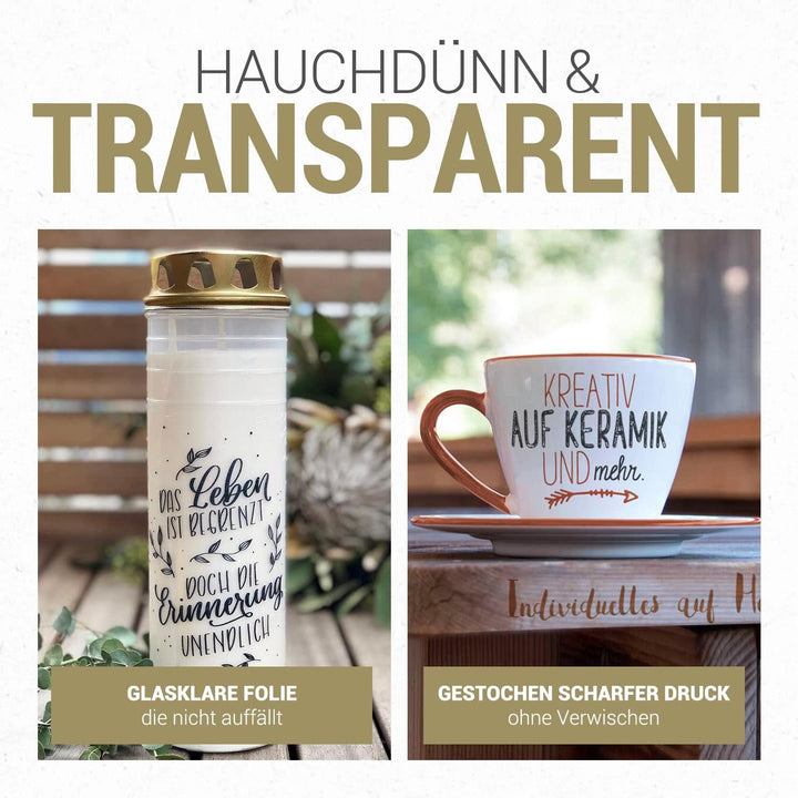 SKULLPAPER® Wasserschiebefolie TRANSPARENT für Laserdrucker - hauchdünn DIY Decal Abziehbild - Nasss