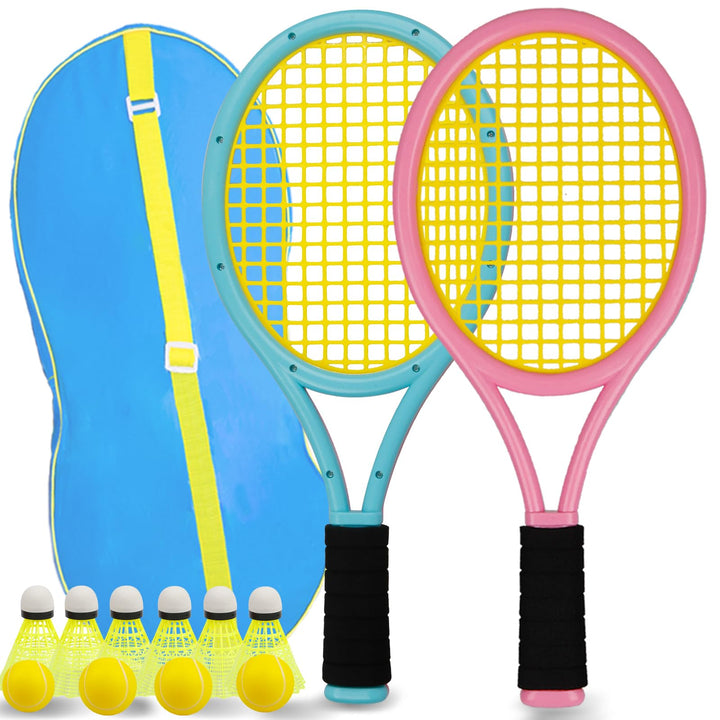 Kinder tennisschläger Set 17 Zoll,Mit 4 weichen Trainingsbällen & 6 Badminton-Federbällen – Geeignet