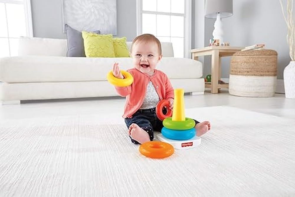 Fisher-Price GKD51 - Farbring Pyramide, klassisches Stapelspielzeug mit Ringen für Babys und Kleinki
