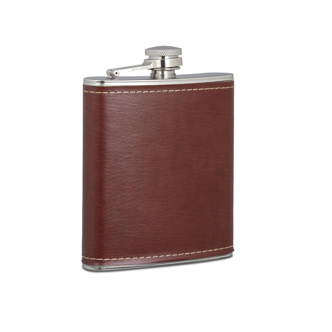 4x Flachmann 200 ml, 2 Taschenflaschen mit Kunstleder Hülle, 2 kleine Flachmänner aus Edelstahl, für