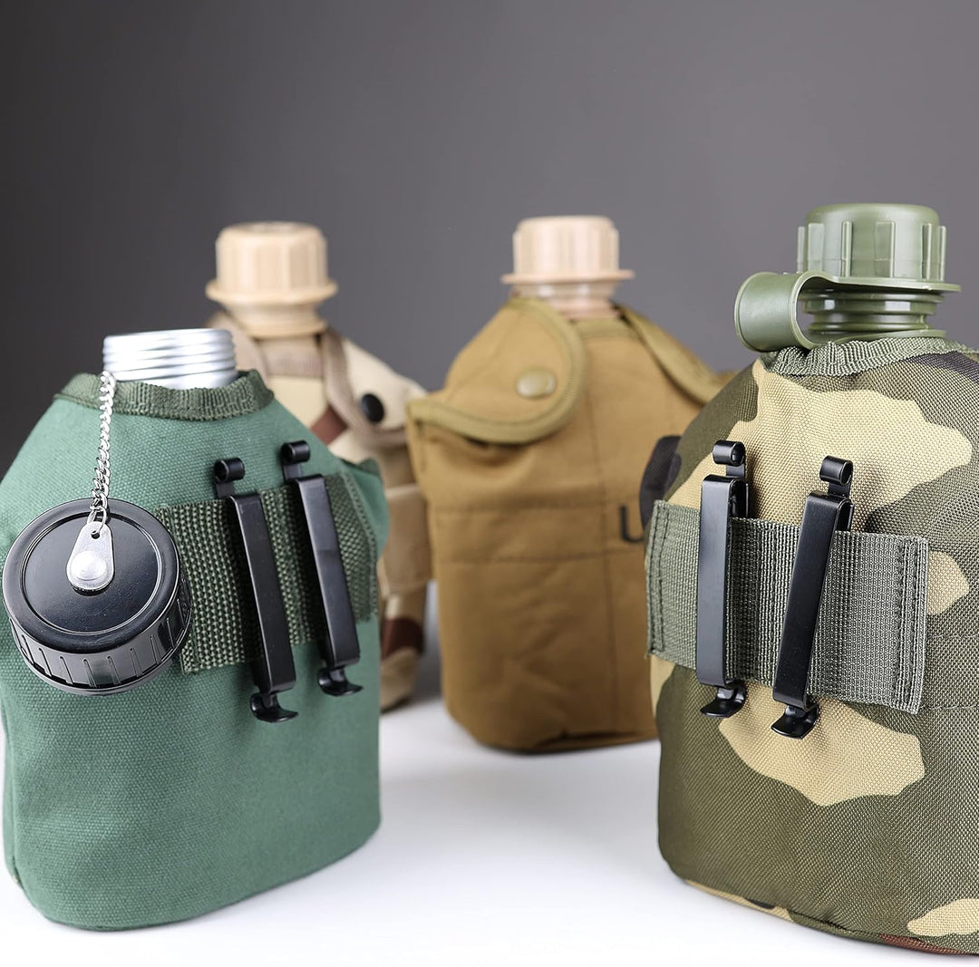 Ganzoo Feldflasche 1 Liter inkl. Trinkbecher (Kochbehälter) aus Aluminium, Bundeswehr-Flasche/Alu Tr