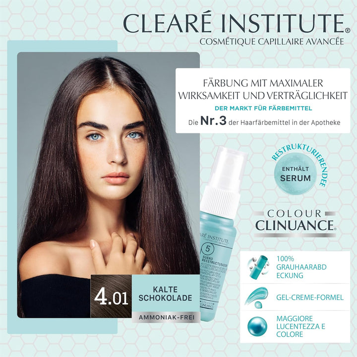 Clinuance | Permanente Coloration ohne Ammoniak | Empfindliches Haar | 4.01 Kalte Schokolade | 170ml