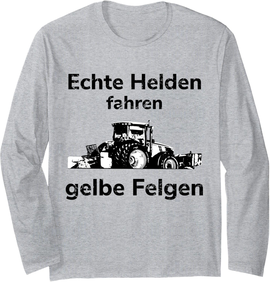 Traktor Landwirt Bauer Trecker gelbe Felgen Landwirtschafts Langarmshirt