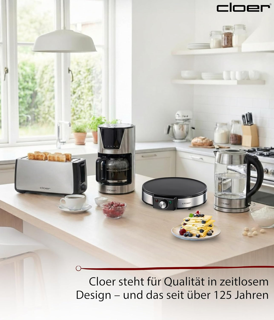 Cloer 6630 Crêpes-Maker, für süsse oder herzhafte Crepes mit 30 cm Ø, 1200 W, Antihaftbeschichtung,