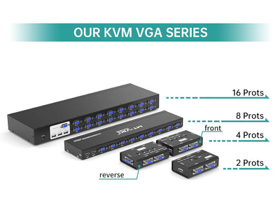 MT-VIKI VGA KVM Switch 8 Port 1U Rackmount KVM Switch 8 in 1 out Sharing für Tastatur Maus USB-Lauts