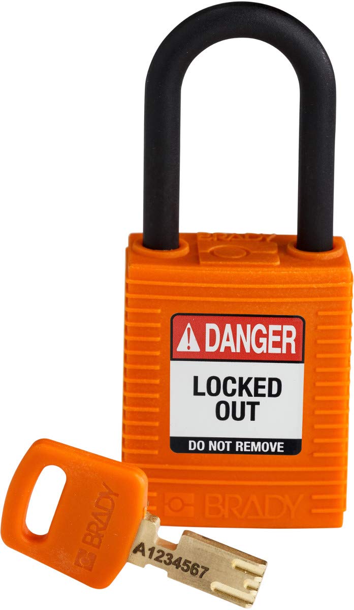 Brady (NYL-ORG-38PL-KD) SafeKey Nylon Lockout-Vorhängeschloss Mit Nylon Bügel 38.00 mm Orange KD - V