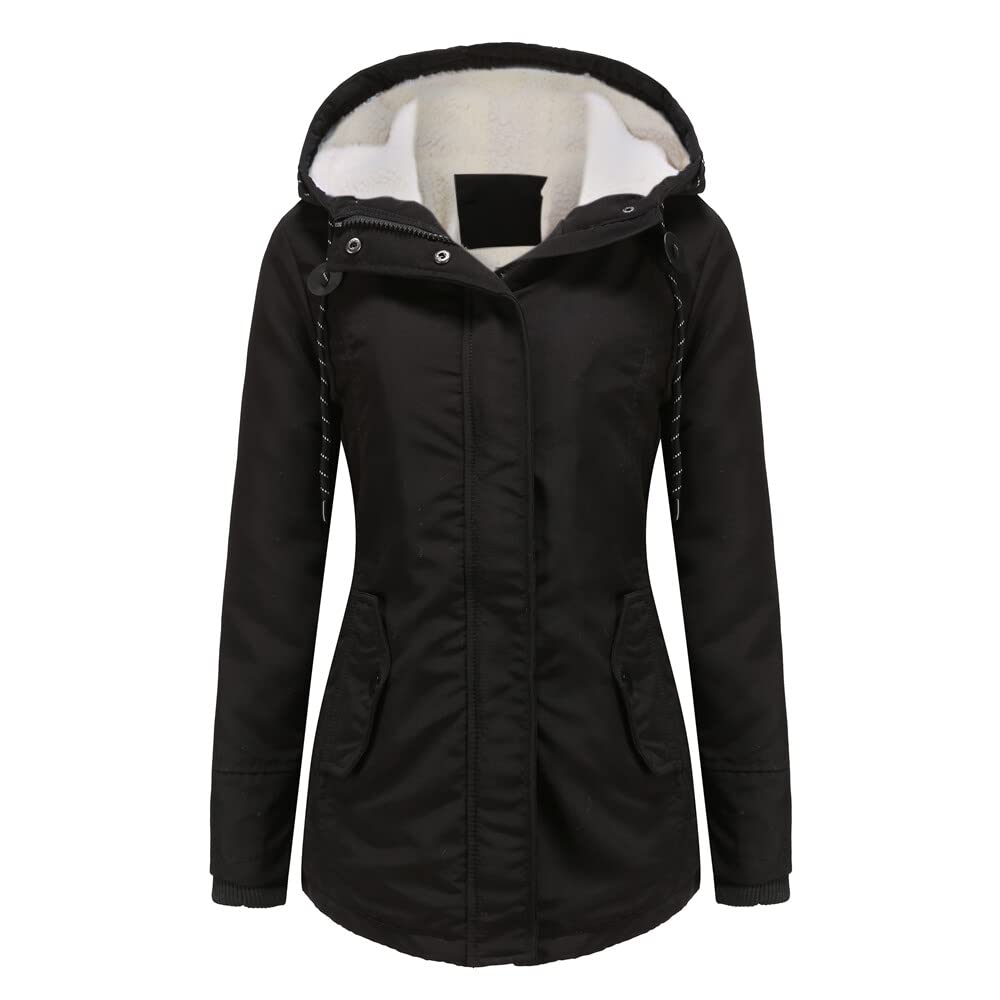 YYNUDA Damen Winterparka Dicker Warm Lang Wintermantel mit Fellkapuze Winter Jacke Outdoor Jacke für