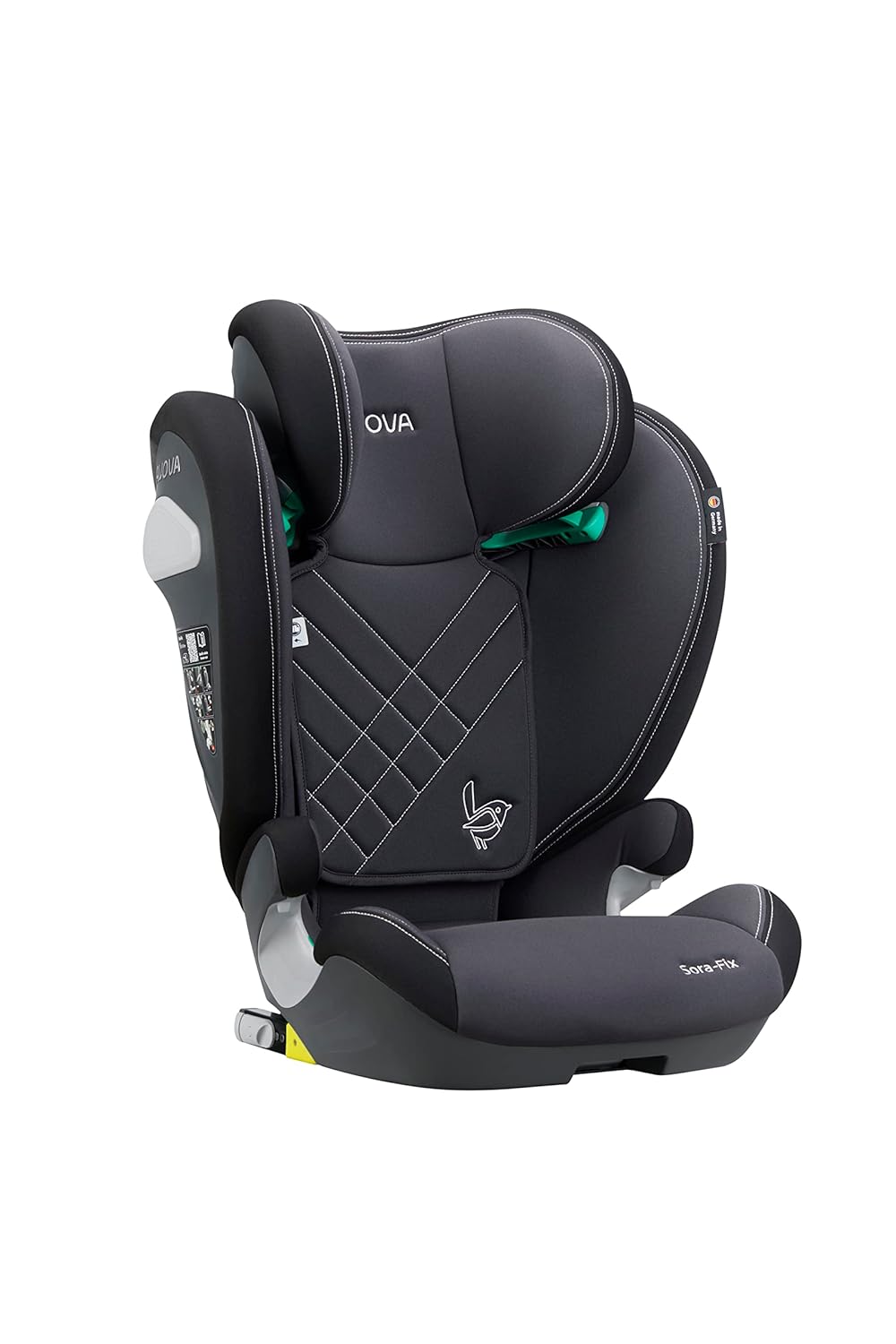 AVOVA Sora-Fix (Grey & Black), der Folgesitz geeignet von 100 bis 150 cm, 4 bis 12 Jahre, mit Isofix
